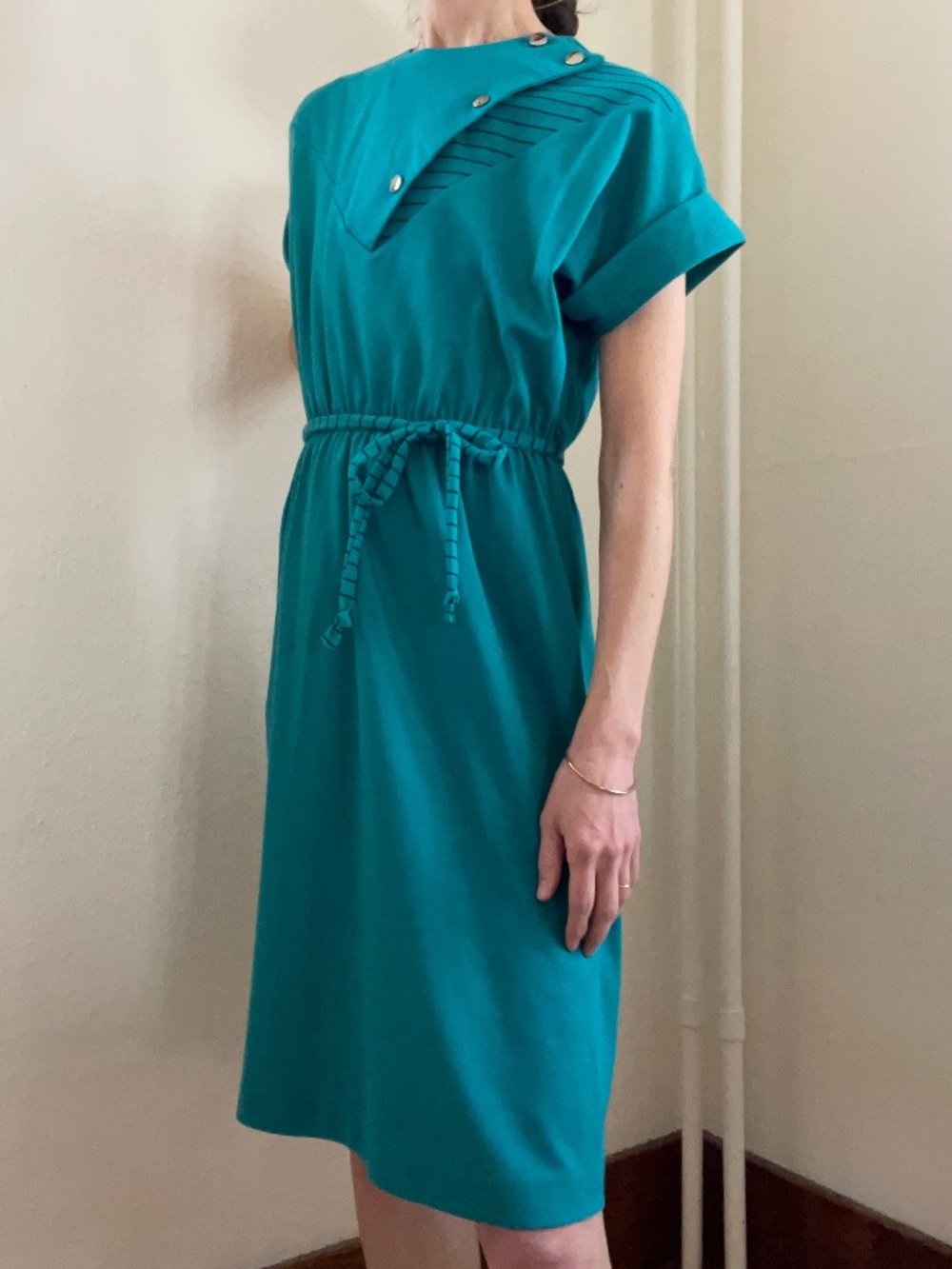 Vintage 90s Doo-Dads teal dress